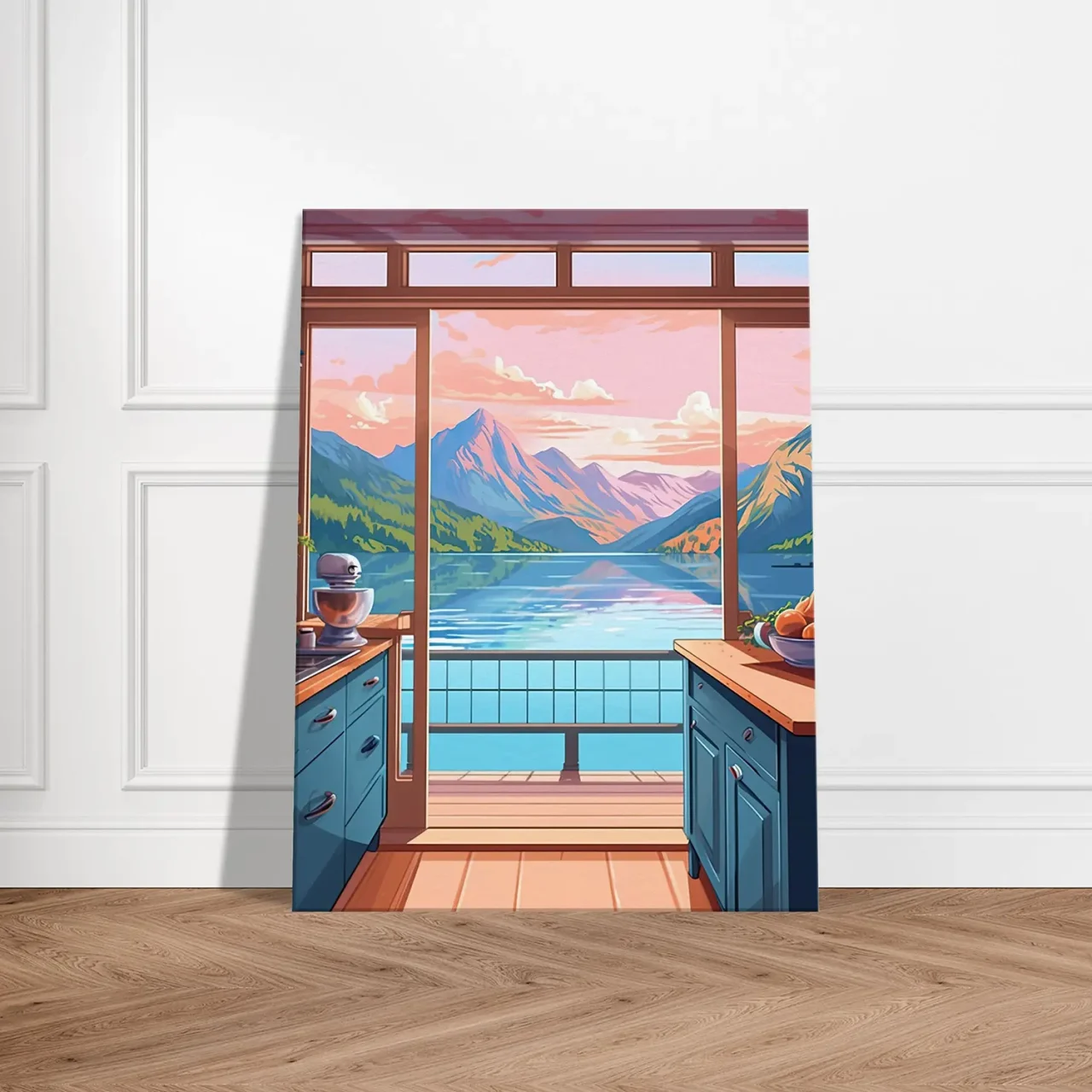 Cuisine avec vue sur lac et montagnes cuisine avec vue sur lac et montagnes