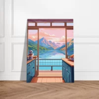 Cuisine avec vue sur lac et montagnes cuisine avec vue sur lac et montagnes