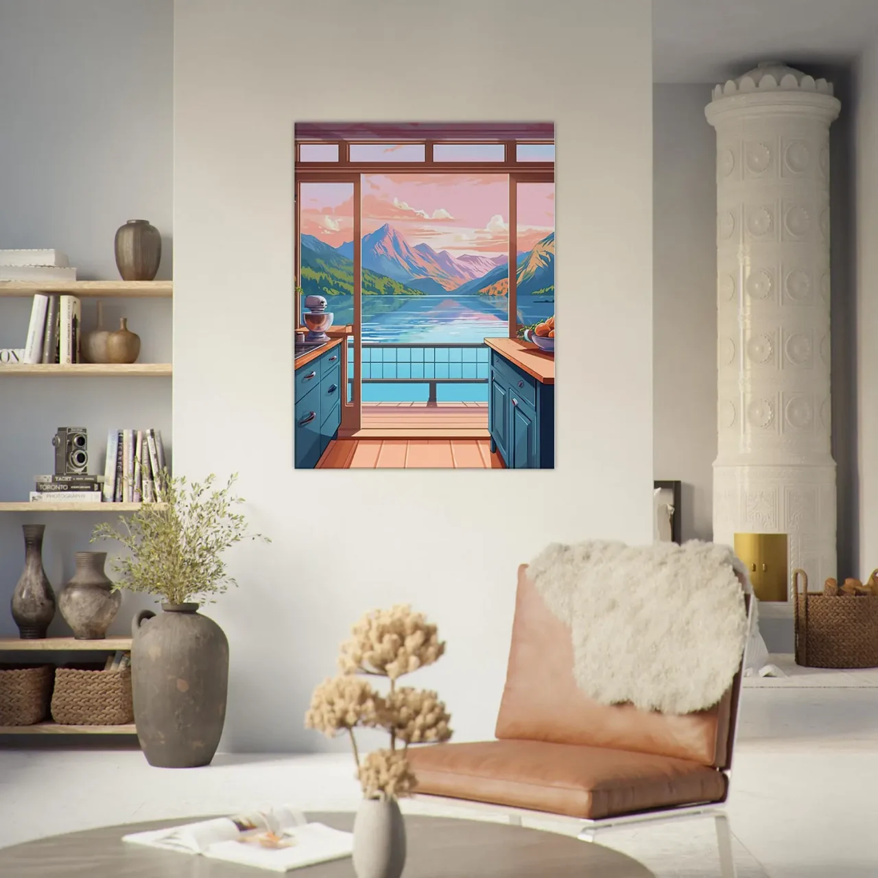 Cuisine avec vue sur lac et montagnes cuisine avec vue sur lac et montagnes