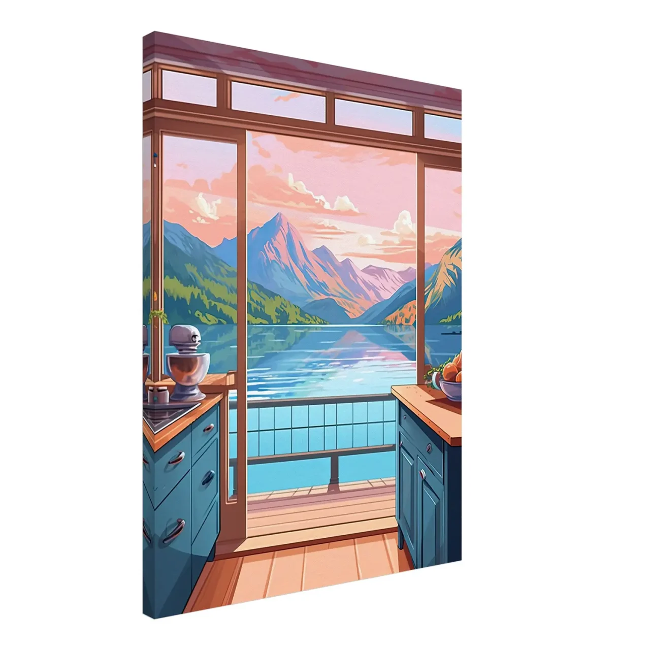 Cuisine avec vue sur lac et montagnes cuisine avec vue sur lac et montagnes