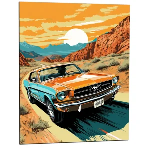 Ford Mustang roulant dans le désert d’Arizona