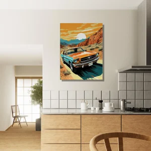 Ford Mustang roulant dans le désert d’Arizona ford mustant roulant dans le désert d'arizona