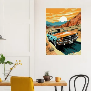 Ford Mustang roulant dans le désert d’Arizona ford mustant roulant dans le désert d'arizona