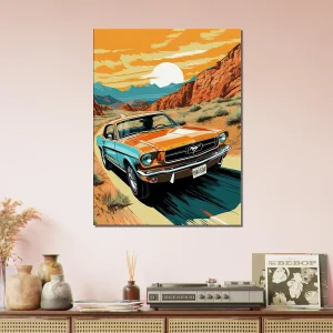 Ford Mustang roulant dans le désert d’Arizona ford mustant roulant dans le désert d'arizona