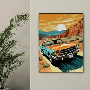 Ford Mustang roulant dans le désert d’Arizona ford mustant roulant dans le désert d'arizona