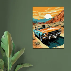 Ford Mustang roulant dans le désert d’Arizona ford mustant roulant dans le désert d'arizona