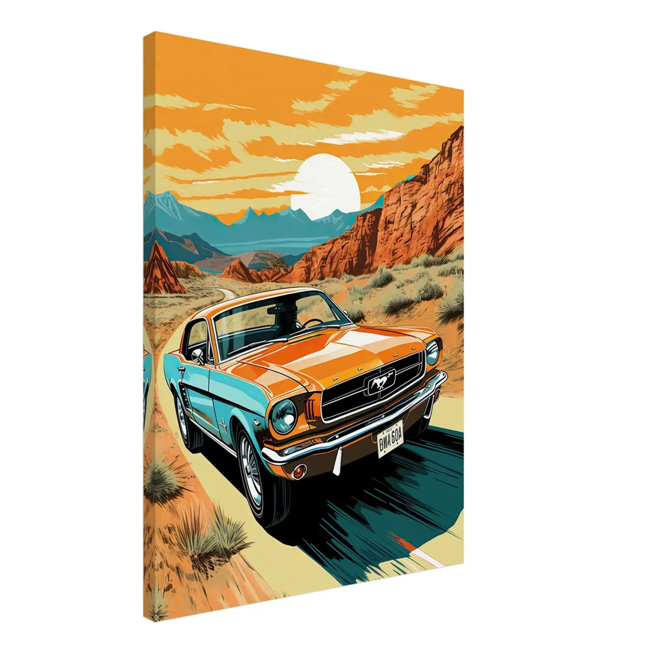 Ford Mustang roulant dans le désert d’Arizona ford mustant roulant dans le désert d'arizona