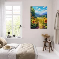 illustration champs de tournesols dans la vallée