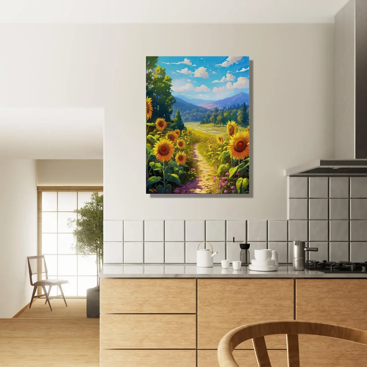 illustration champs de tournesols dans la vallée