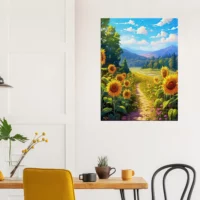 illustration champs de tournesols dans la vallée