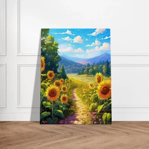 illustration champs de tournesols dans la vallée