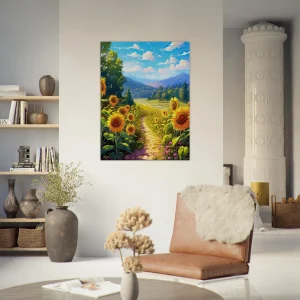 illustration champs de tournesols dans la vallée