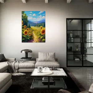 illustration champs de tournesols dans la vallée