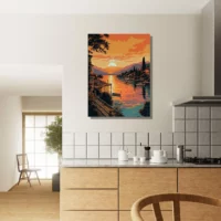 lac de come au coucher du soleil