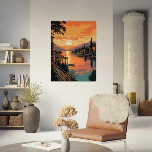 lac de come au coucher du soleil