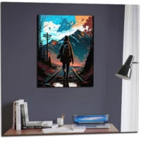 Cadre Marchant sur des rails dans les montagnes marchant sur des rails dans les montagnes