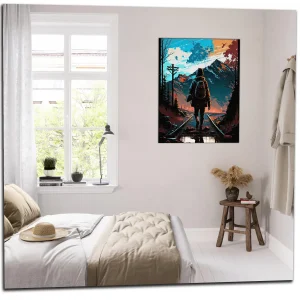 Cadre Marchant sur des rails dans les montagnes marchant sur des rails dans les montagnes