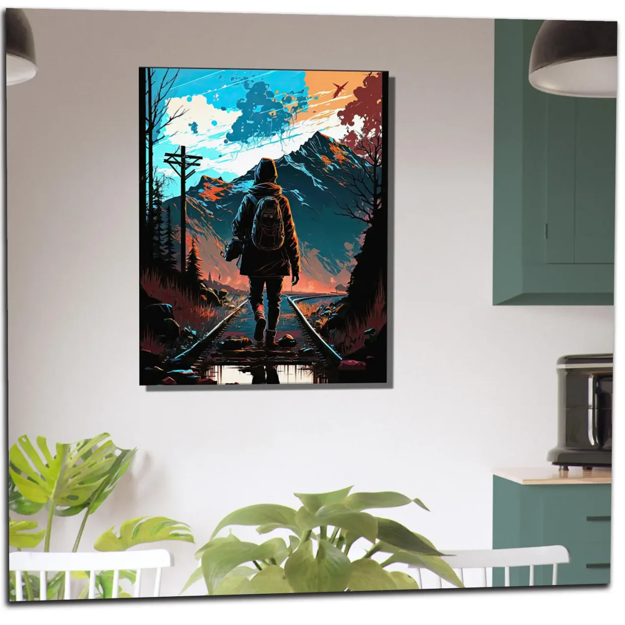 Cadre Marchant sur des rails dans les montagnes marchant sur des rails dans les montagnes