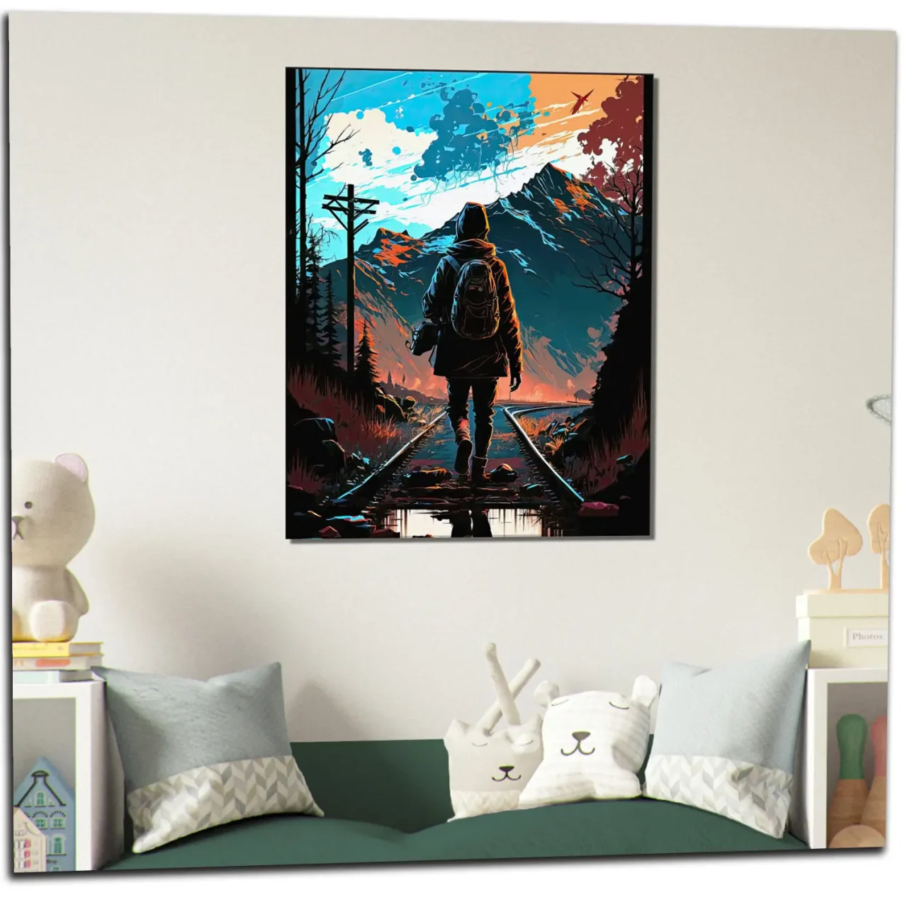 Cadre Marchant sur des rails dans les montagnes marchant sur des rails dans les montagnes