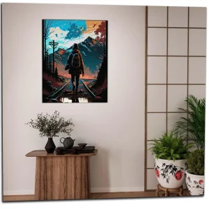 Cadre Marchant sur des rails dans les montagnes marchant sur des rails dans les montagnes