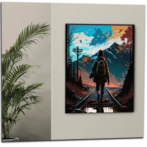 Cadre Marchant sur des rails dans les montagnes marchant sur des rails dans les montagnes