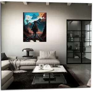 Cadre Marchant sur des rails dans les montagnes marchant sur des rails dans les montagnes