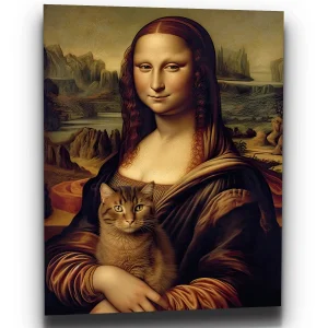 Mona Lisa tenant un chat dans ses bras