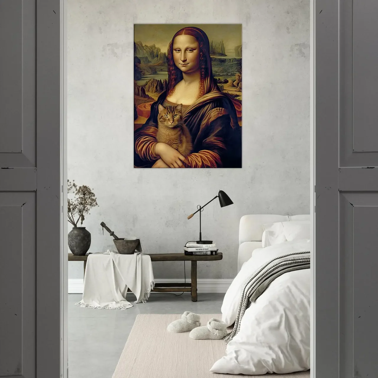 mona lisa tenant un chat dans ses bras