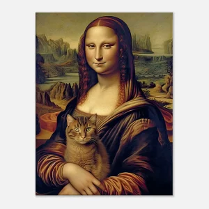 mona lisa tenant un chat dans ses bras