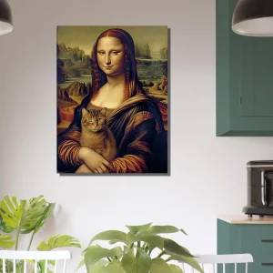 mona lisa tenant un chat dans ses bras