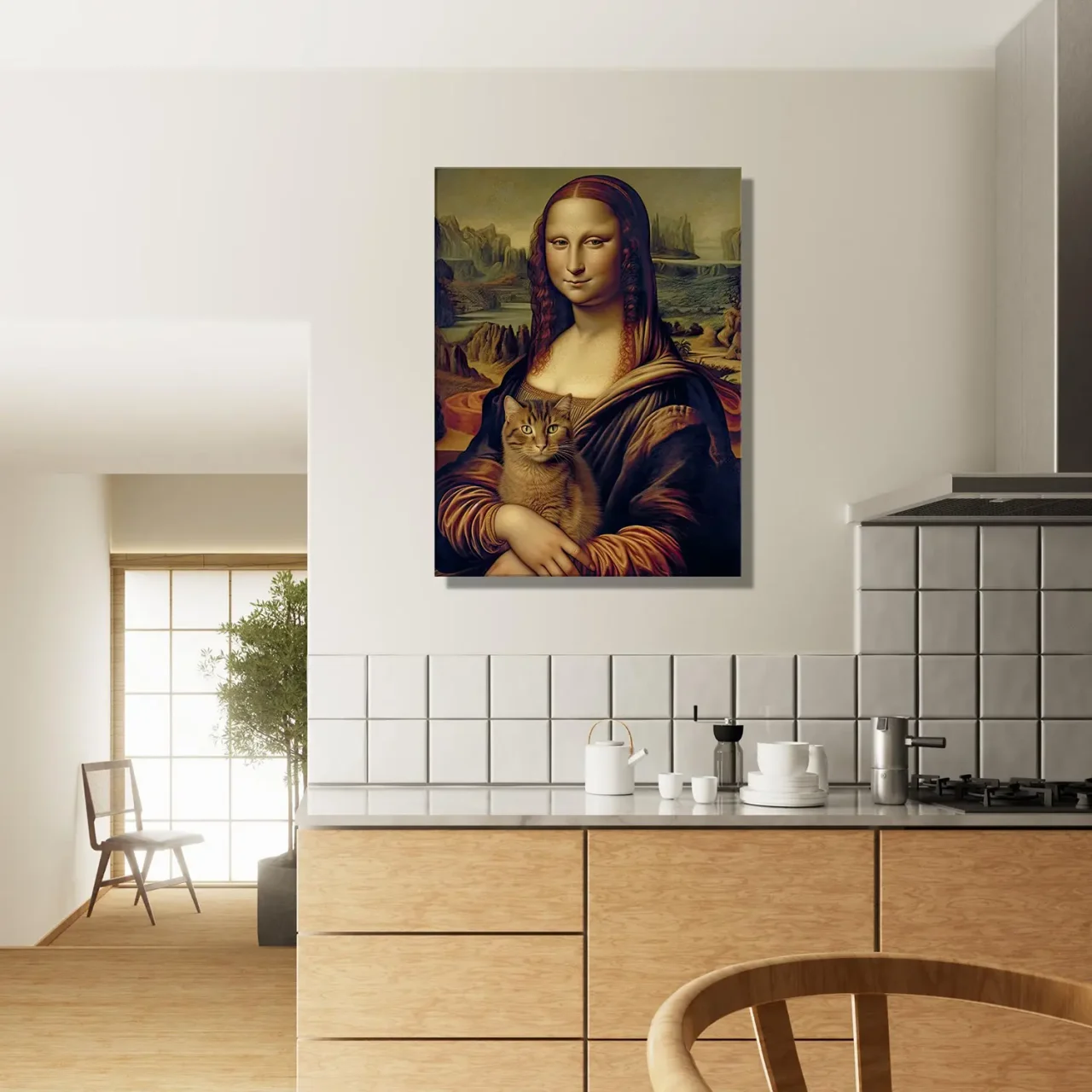mona lisa tenant un chat dans ses bras