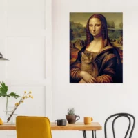 mona lisa tenant un chat dans ses bras