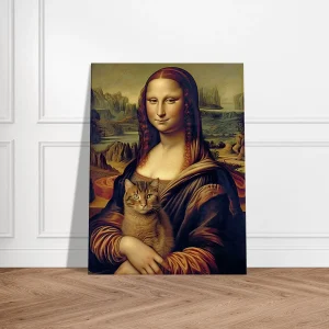 mona lisa tenant un chat dans ses bras