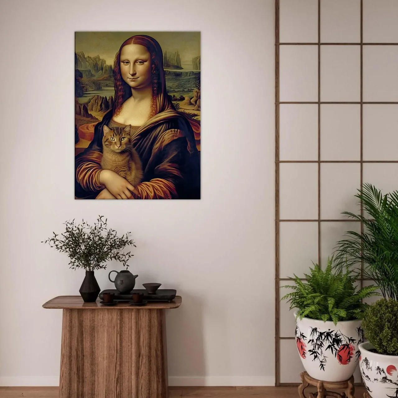 mona lisa tenant un chat dans ses bras