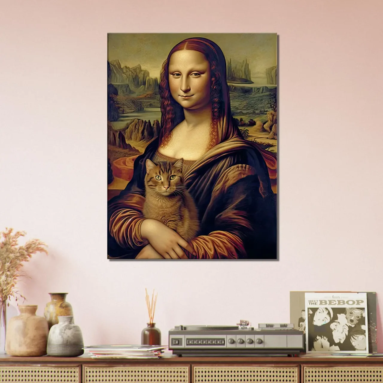 mona lisa tenant un chat dans ses bras