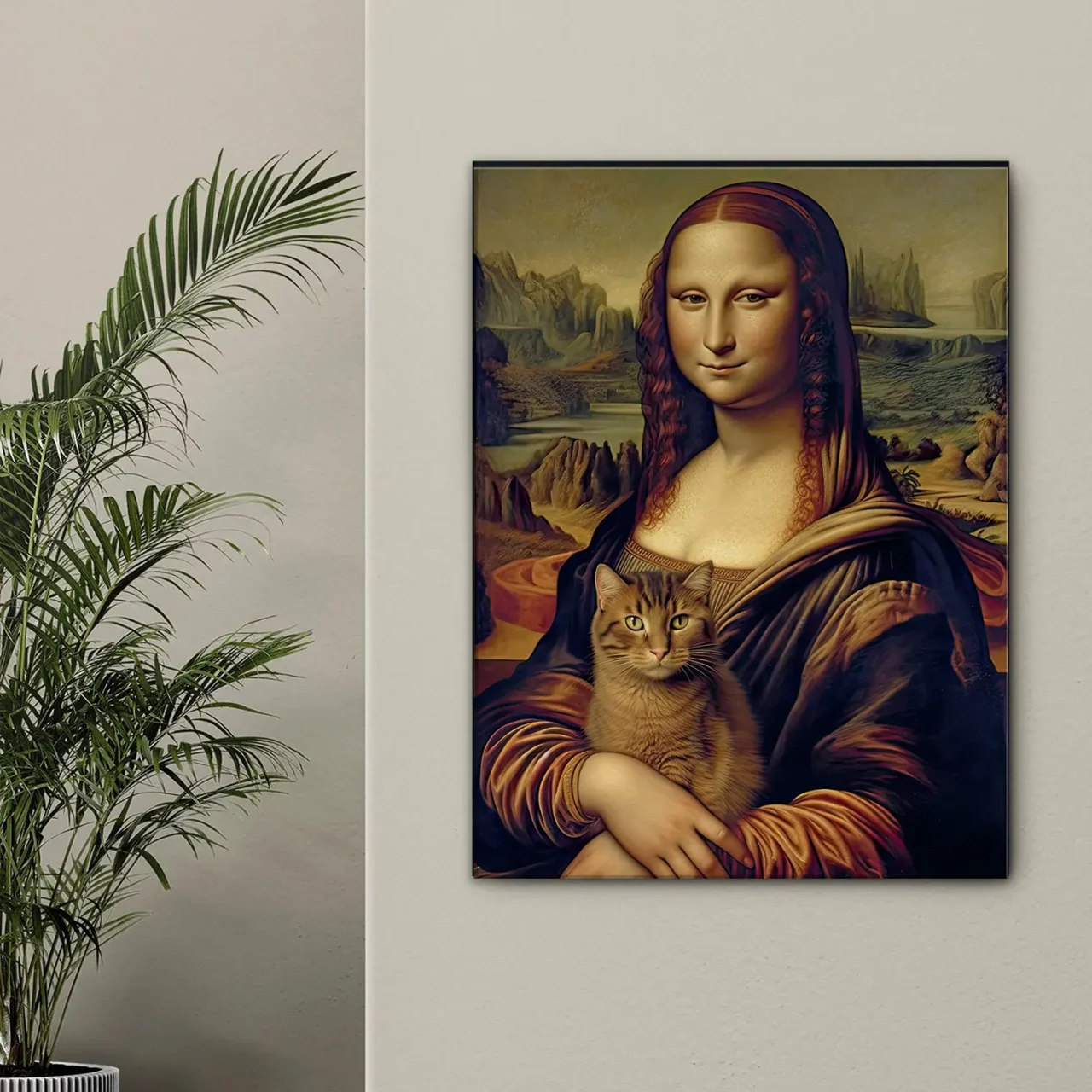 mona lisa tenant un chat dans ses bras