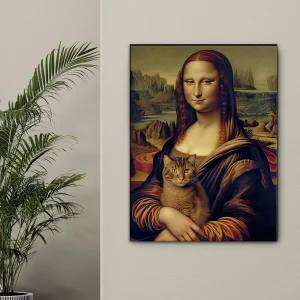 mona lisa tenant un chat dans ses bras