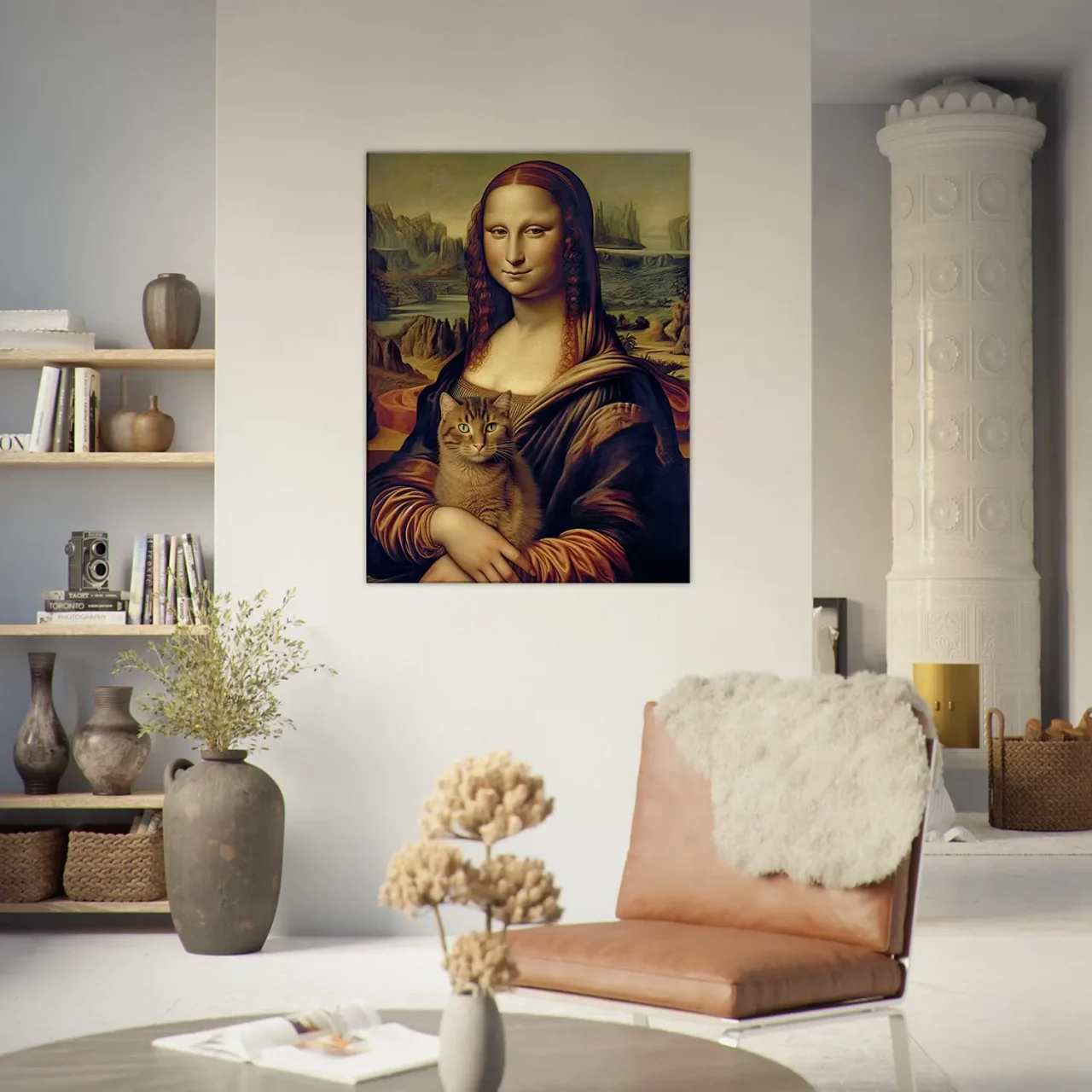 mona lisa tenant un chat dans ses bras