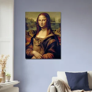 mona lisa tenant un chat dans ses bras
