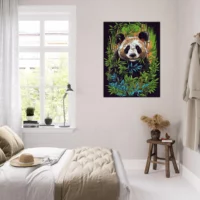 Cadre Panda dans une forêt de bambous panda dans une forêt de bambous