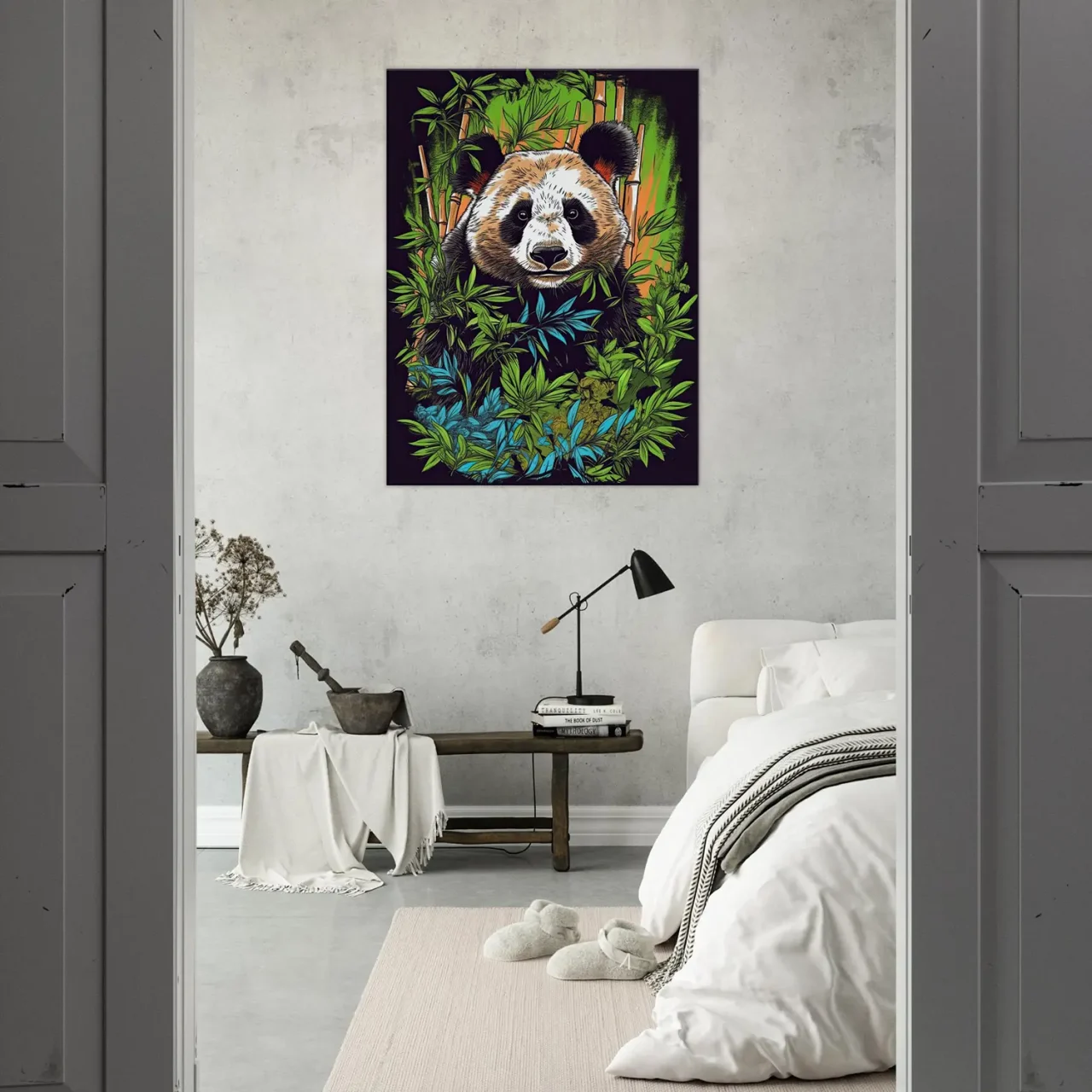 Cadre Panda dans une forêt de bambous panda dans une forêt de bambous