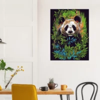 Cadre Panda dans une forêt de bambous panda dans une forêt de bambous