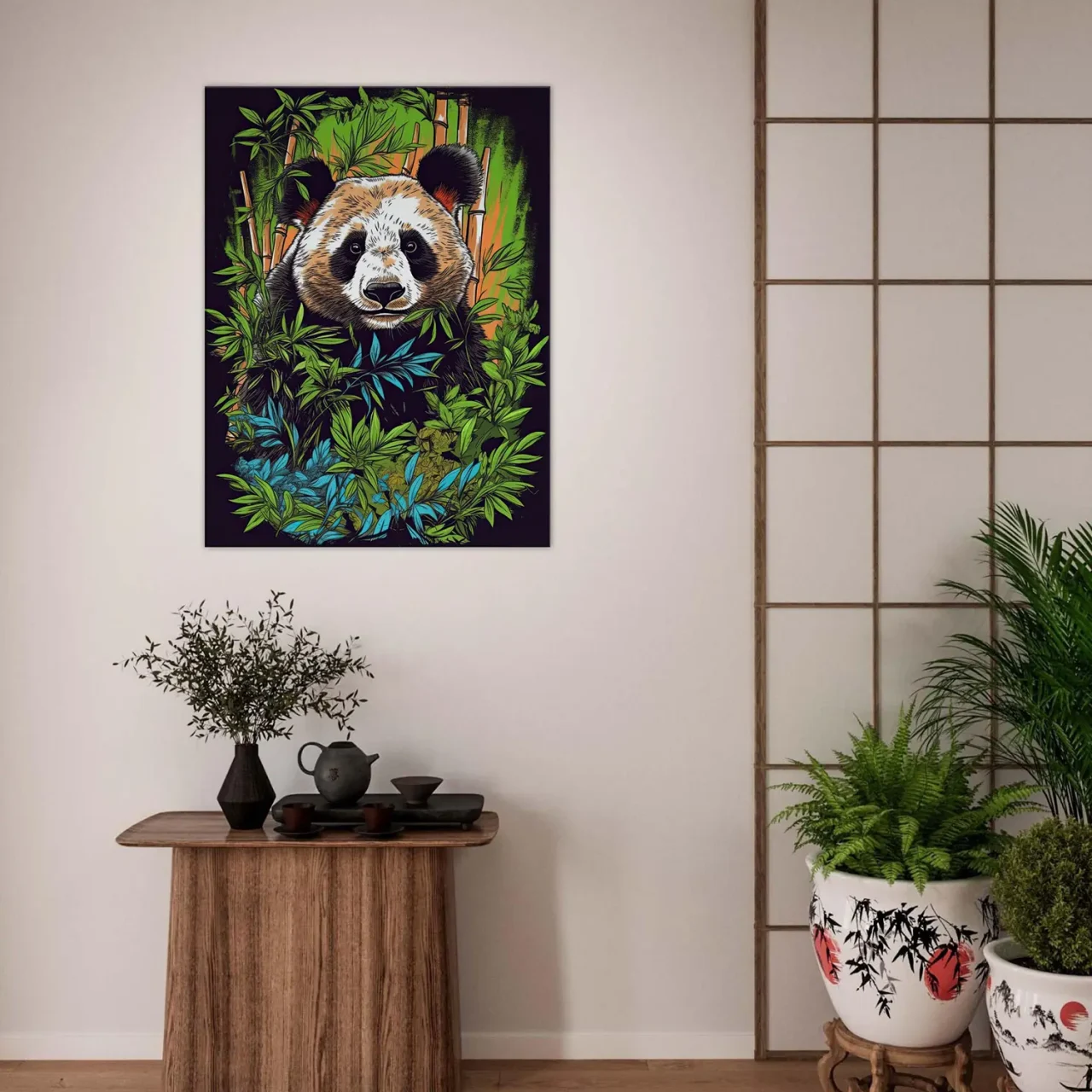 Cadre Panda dans une forêt de bambous panda dans une forêt de bambous