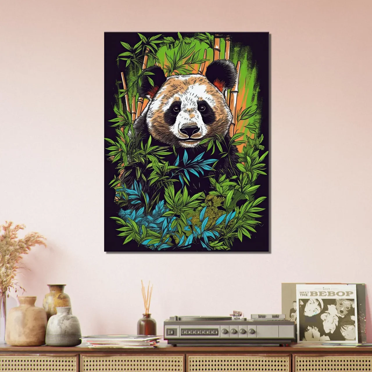 Cadre Panda dans une forêt de bambous panda dans une forêt de bambous