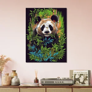 Cadre Panda dans une forêt de bambous