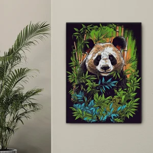 Cadre Panda dans une forêt de bambous panda dans une forêt de bambous