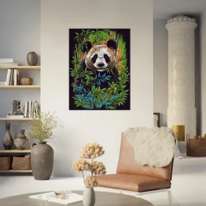 Cadre Panda dans une forêt de bambous panda dans une forêt de bambous