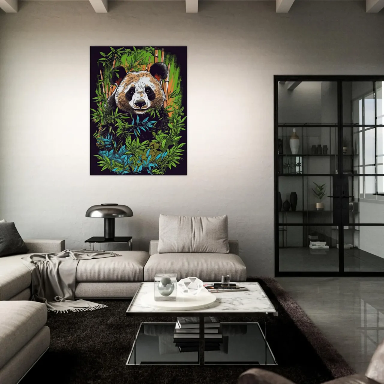 Cadre Panda dans une forêt de bambous panda dans une forêt de bambous