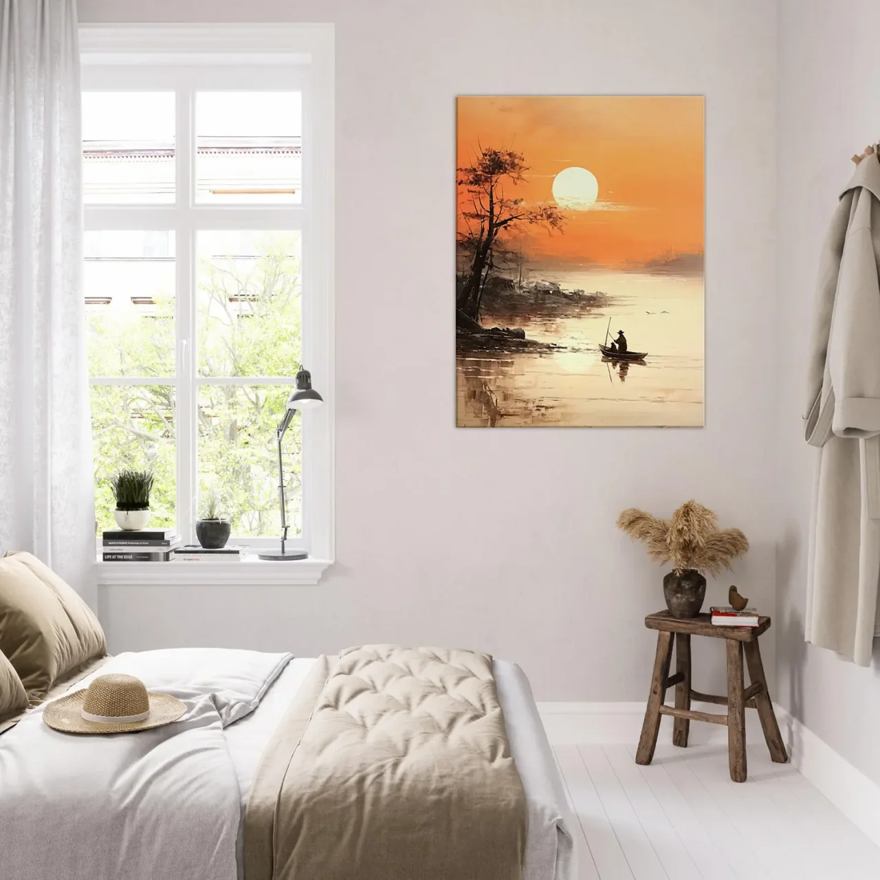 paysage paisible sur l'eau au coucher de soleil