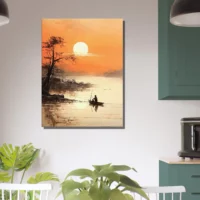 paysage paisible sur l'eau au coucher de soleil